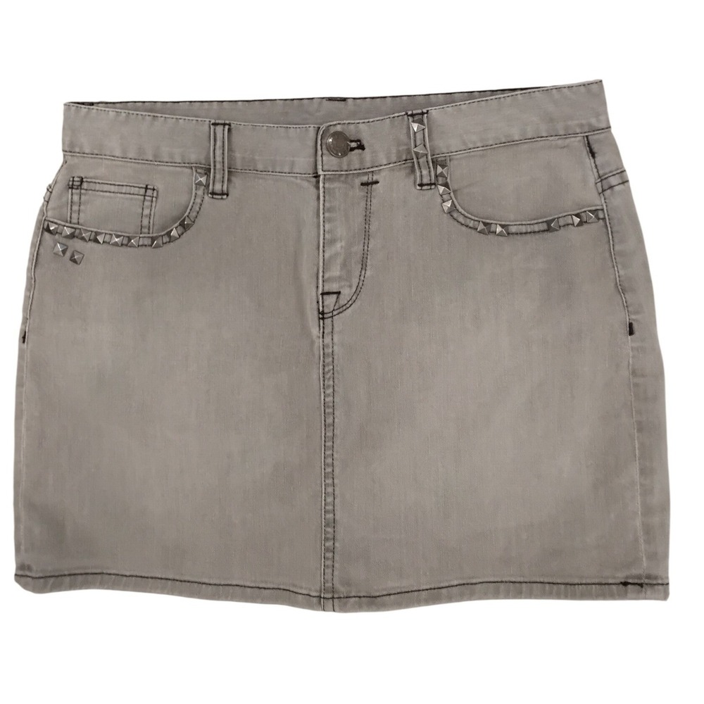 J.Crew Womens Grey Denim Mini Skirt Size 4โ Cotton Stretch 5-Pocket Casual